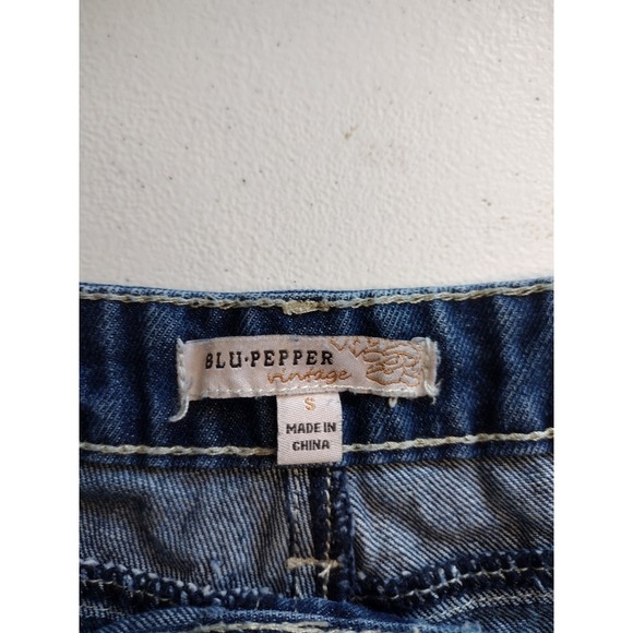 Blu Pepper Vintage‎ Embroidered Denim Shorts Floral High Waisted Blue S - Picture 3 of 6